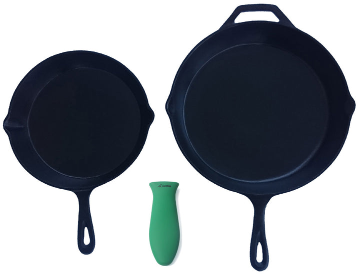 Silicone Potholders (3-Pack Mix Green) for Cast Iron Skillet