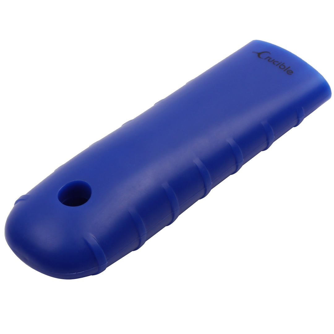 Supporto per manico caldo in silicone, presina (blu extra spesso) per padelle, padelle, padelle e piastre in ghisa - impugnatura a manica, copertura del manico