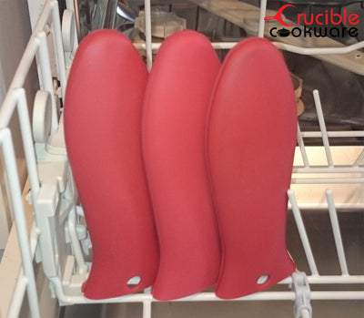 Silikone varmhåndtagsholder, grydelapper (3-pak mix rød), ærmegreb, håndtagsdæksel