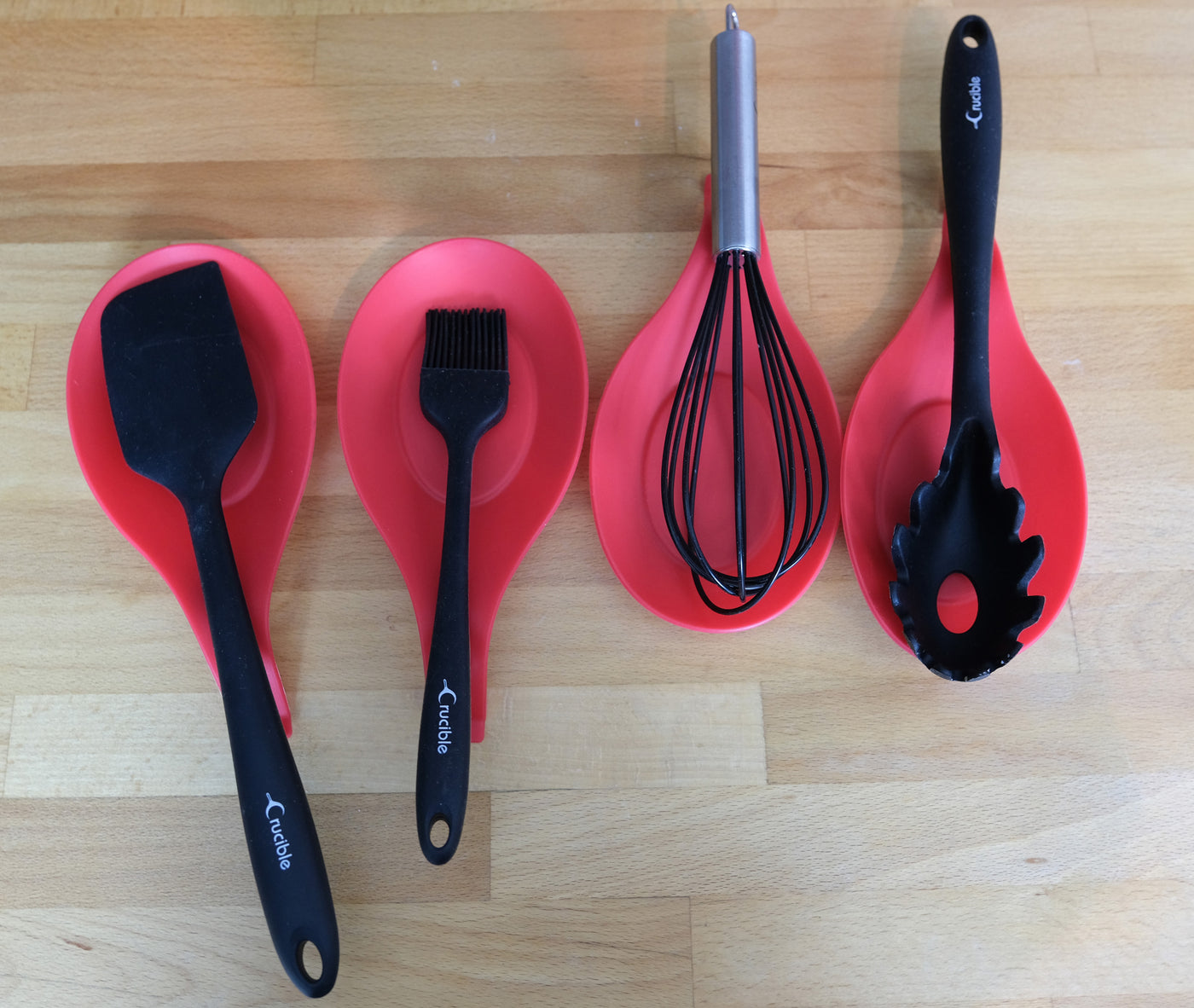 硅胶勺架（4 件套）- 红色