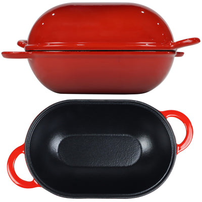 Enameled Cast Iron Bread Pan with Lid Red