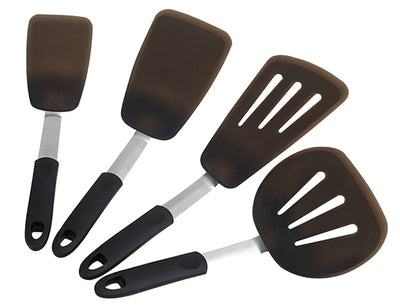 Conjunto de espátula giratória de silicone - conjunto de utensílios de cozinha - viradores de ovos, nadadeiras de panqueca, espátulas de cozinha