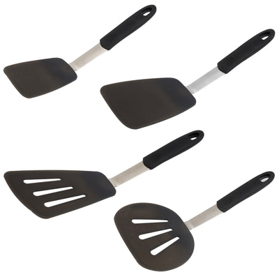 硅胶翻锅铲套装 - 烹饪用具套装 - 翻蛋器、煎饼脚蹼、厨房抹刀