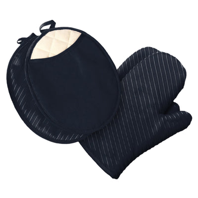 Maniques et gants de four, 2 maniques et 2 coussins chauffants, ensemble de linge de cuisine – Noir