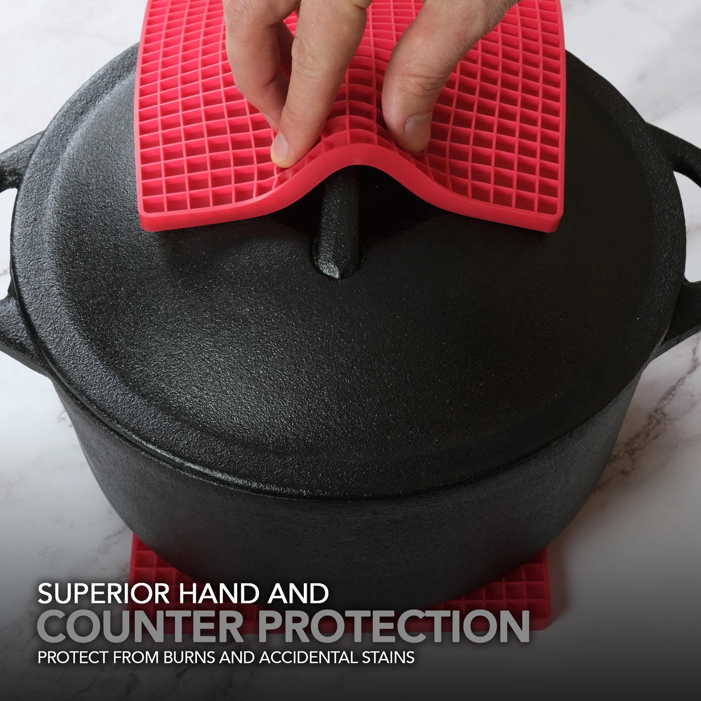 硅胶烤箱手套和隔热垫（4 件套），厨房柜台 - 高级耐热锅垫，防滑纹理握把烤箱手套 - 红色