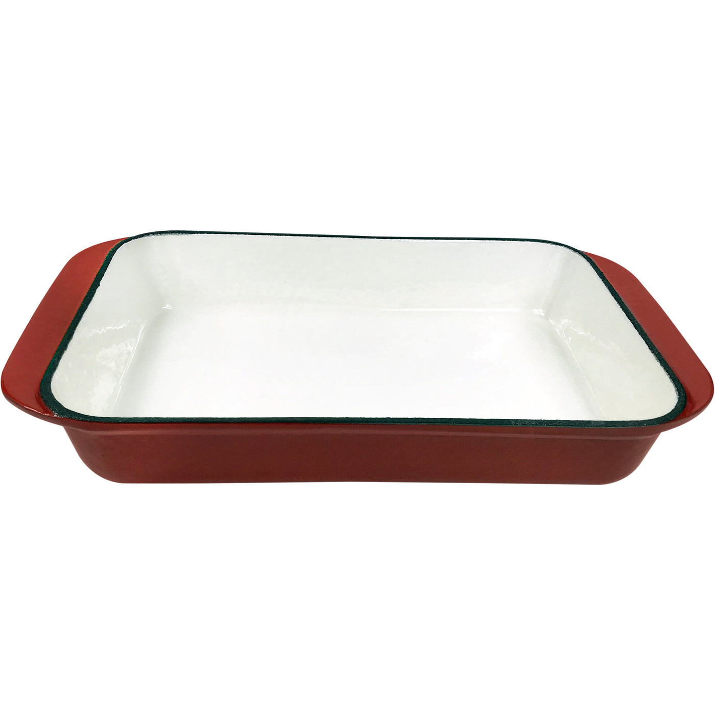 Эмалированная чугунная прямоугольная жаровня емкостью 2,9 кварты, форма для запекания, сковорода для лазаньи, глубокая сковорода - красная